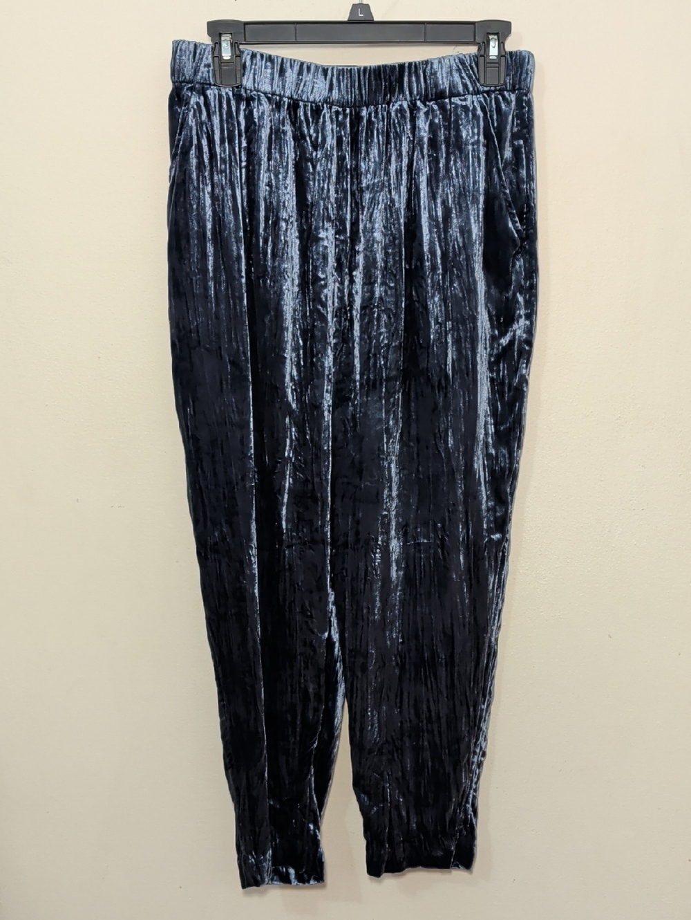 Anthropologie Ett:twa Kinley Crushed Velvet Cropped Pants Blue Women's Size S